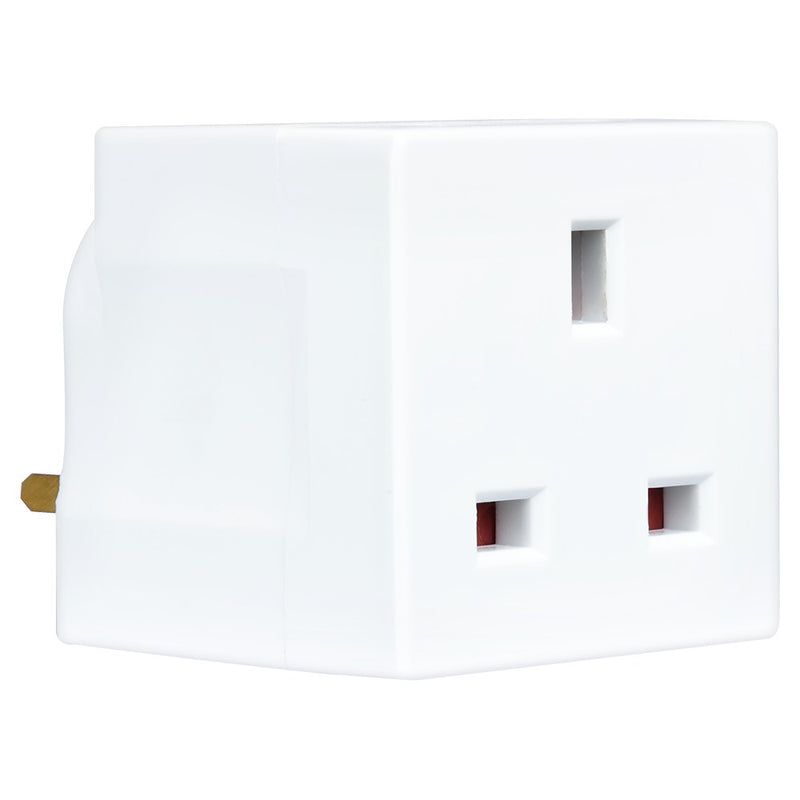 Masterplug 2 Socket Adaptor - White | MSU2-MP from Masterplug - DID Electrical