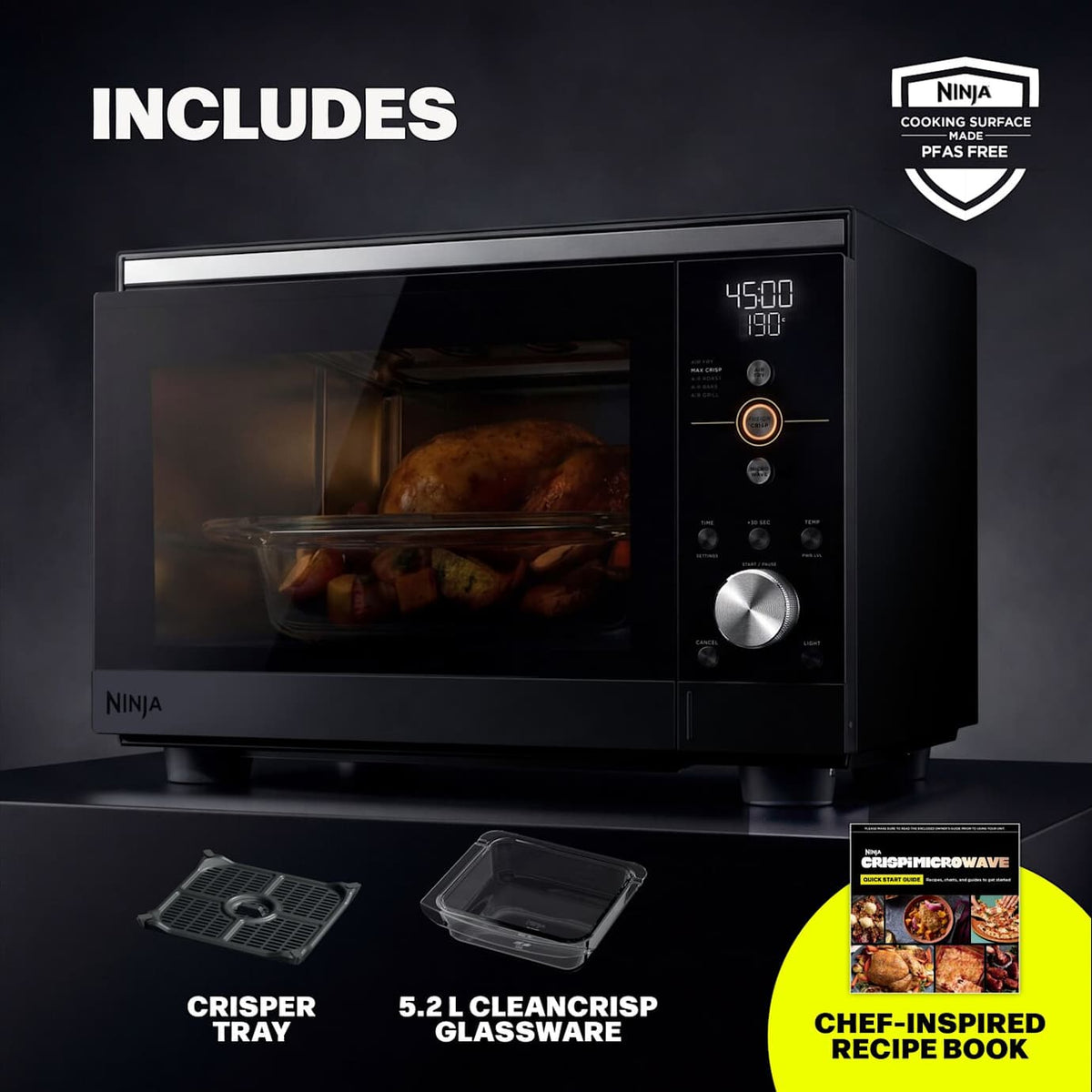 Ninja CRISPi 5.2L Freestanding Microwave - Black | MW101UKBK1