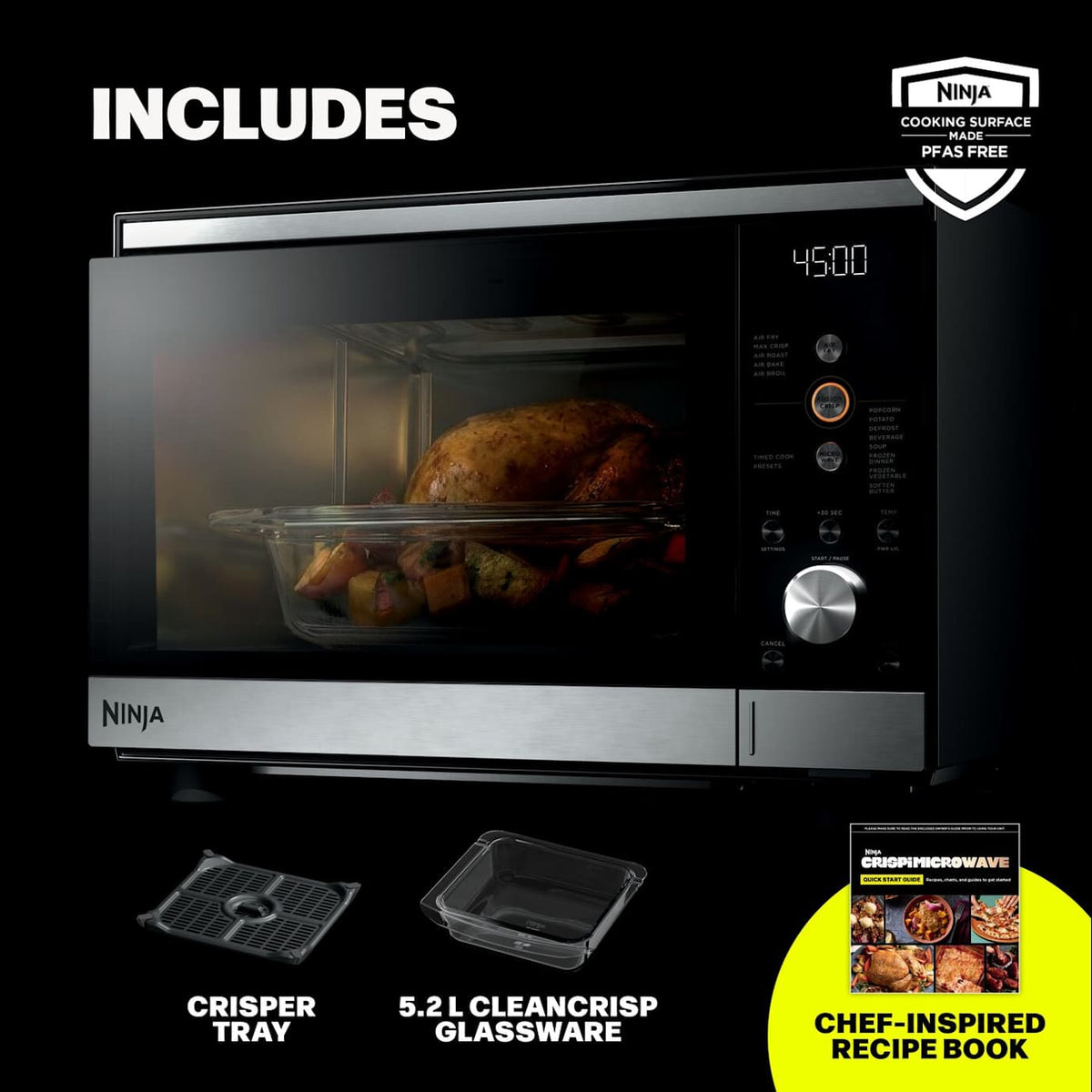 Ninja CRISPi 5.2L Freestanding Microwave - Silver | MW101UK