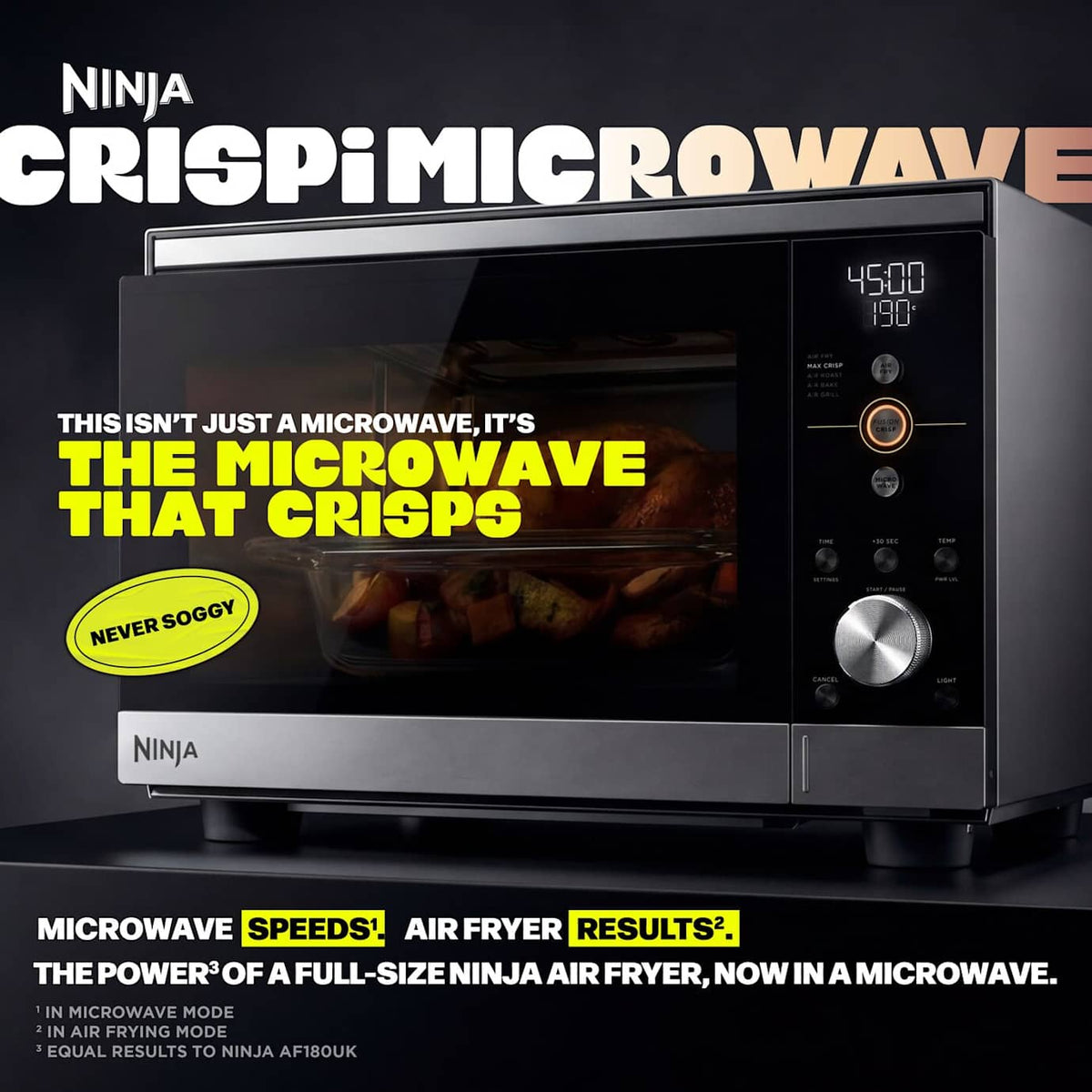 Ninja CRISPi 5.2L Freestanding Microwave - Silver | MW101UK