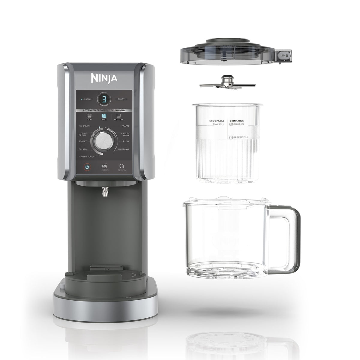 Ninja CREAMi Deluxe 10-in-1 Ice Cream and Frozen Drink Maker - Black &amp; Silver | NC501UK from Ninja - DID Electrical