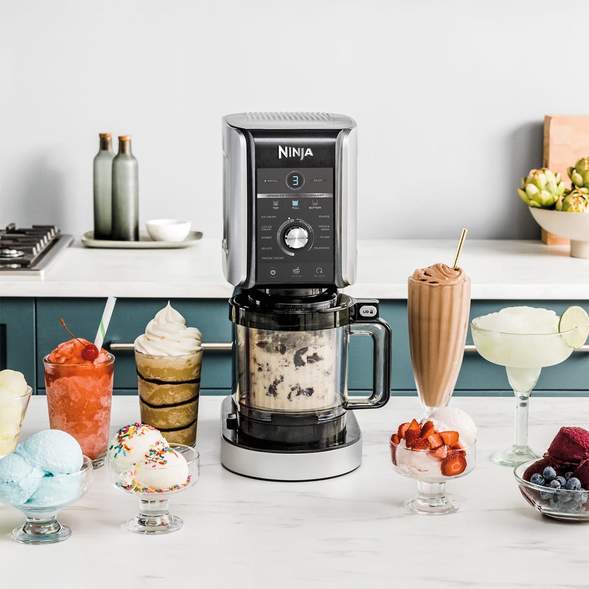 Ninja CREAMi Deluxe 10-in-1 Ice Cream and Frozen Drink Maker - Black &amp; Silver | NC501UK from Ninja - DID Electrical
