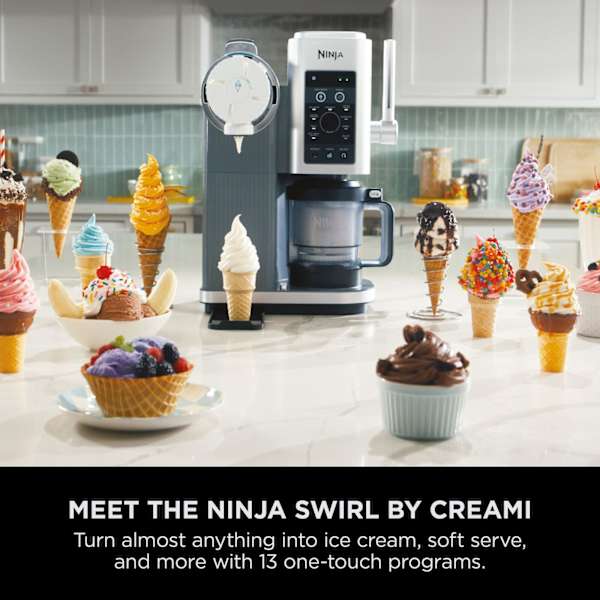 Ninja Swirl by CREAMi 13-in-1 Soft Serve &amp; Ice Cream Maker - Platinum Silver | NC701UK from Ninja - DID Electrical