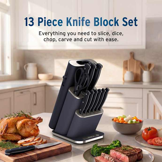 Ninja StaySharp 13-Piece Knife Block Set & Removable Sharpener - Black | NK32013EUUKBK1