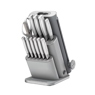 Ninja StaySharp 13-Piece Knife Block Set & Removable Sharpener - White & Grey | NK32013EUUKGY1