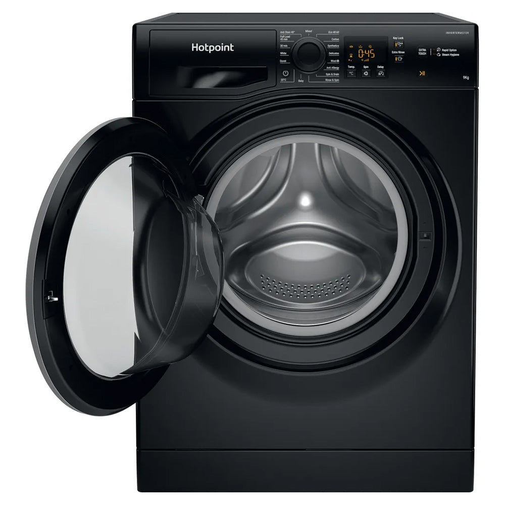 Hotpoint 9KG 1400 Spin Freestanding Front Loading Washing Machine - Black | NSWM945CBSUKN from Hotpoint - DID Electrical