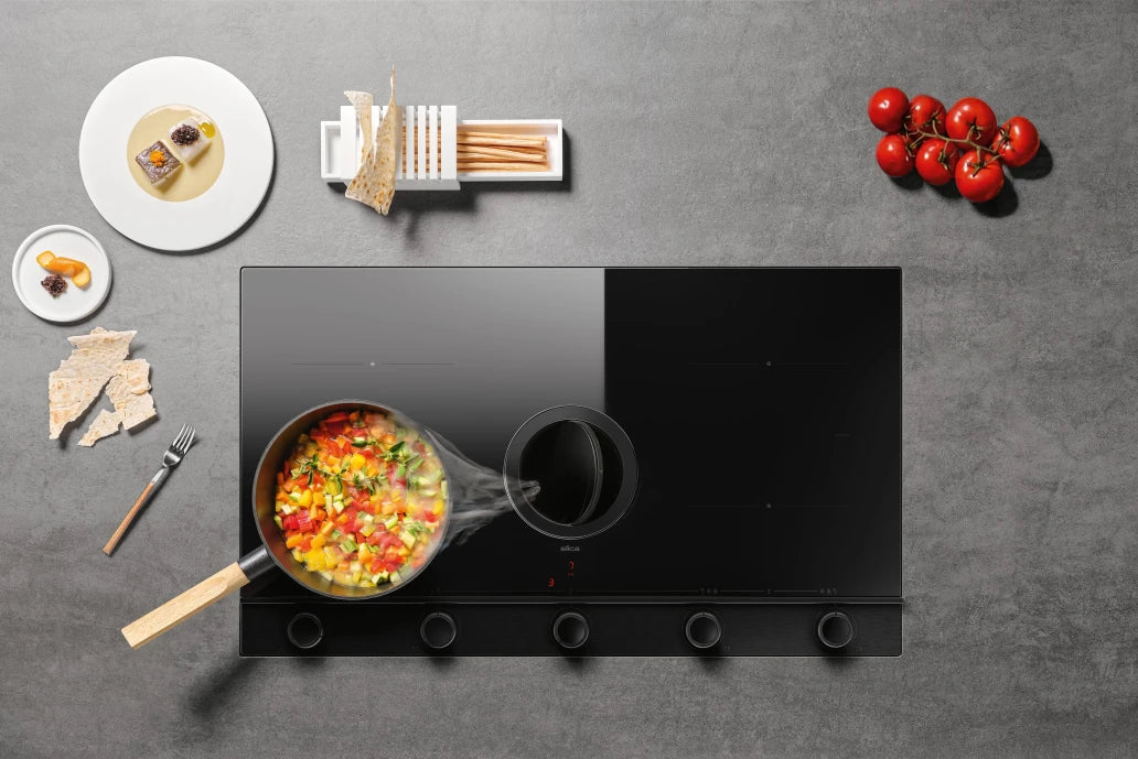 Elica NikolaTesla Unplugged 90CM 4 Zone Induction Hob - Black & Stainless Steel | NTUNPLUGOUTIX90KIT