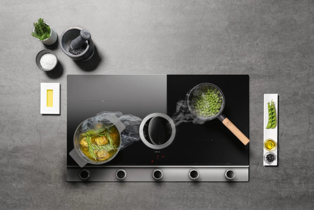 Elica NikolaTesla Unplugged 90CM 4 Zone Induction Hob - Black & Stainless Steel | NTUNPLUGOUTIX90KIT