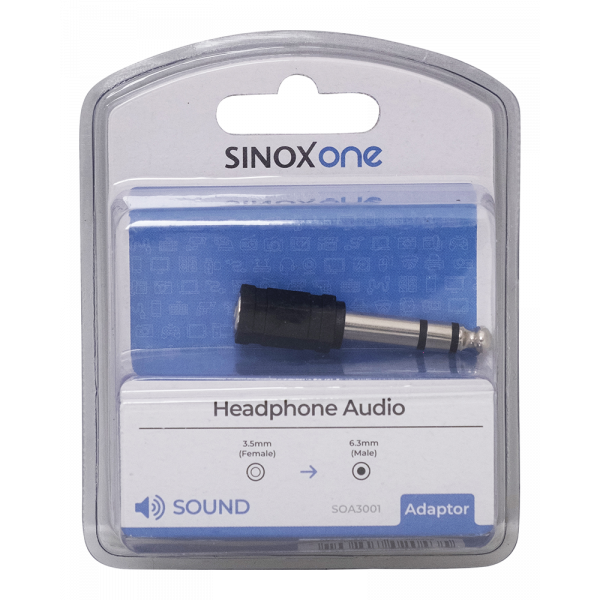 Sinox One 3.5mm - 6.5mm Headphone Jack Adaptor - Black | OA3001 from Sinox - DID Electrical