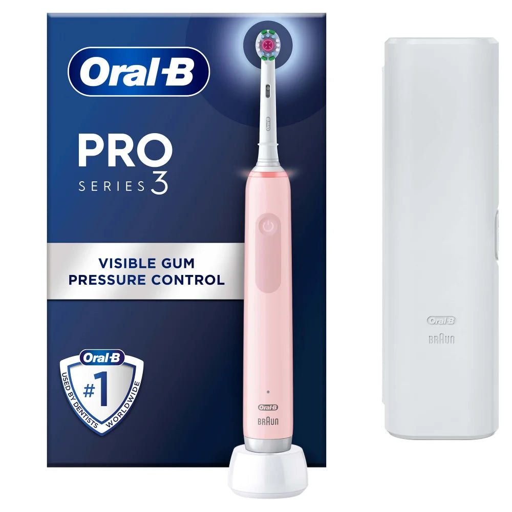 Oral-B Pro 3500 3D Electric Toothbrush with Travel Case - White Pink | OB4210201337850 from Oral-B - DID Electrical