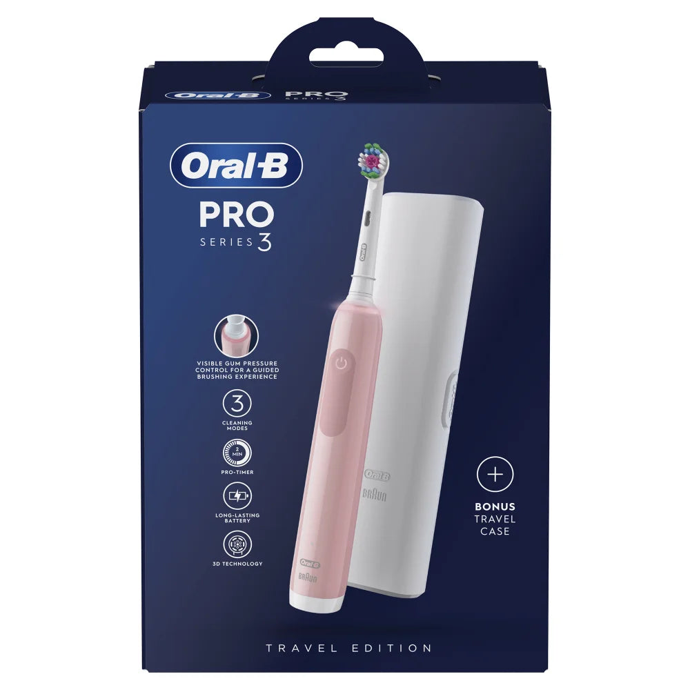 Oral-B Pro 3500 3D Electric Toothbrush with Travel Case - White Pink | OB4210201337850 from Oral-B - DID Electrical