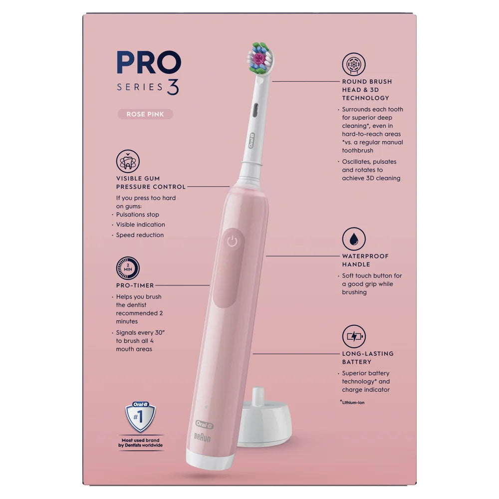 Oral-B Pro 3500 3D Electric Toothbrush with Travel Case - White Pink | OB4210201337850 from Oral-B - DID Electrical