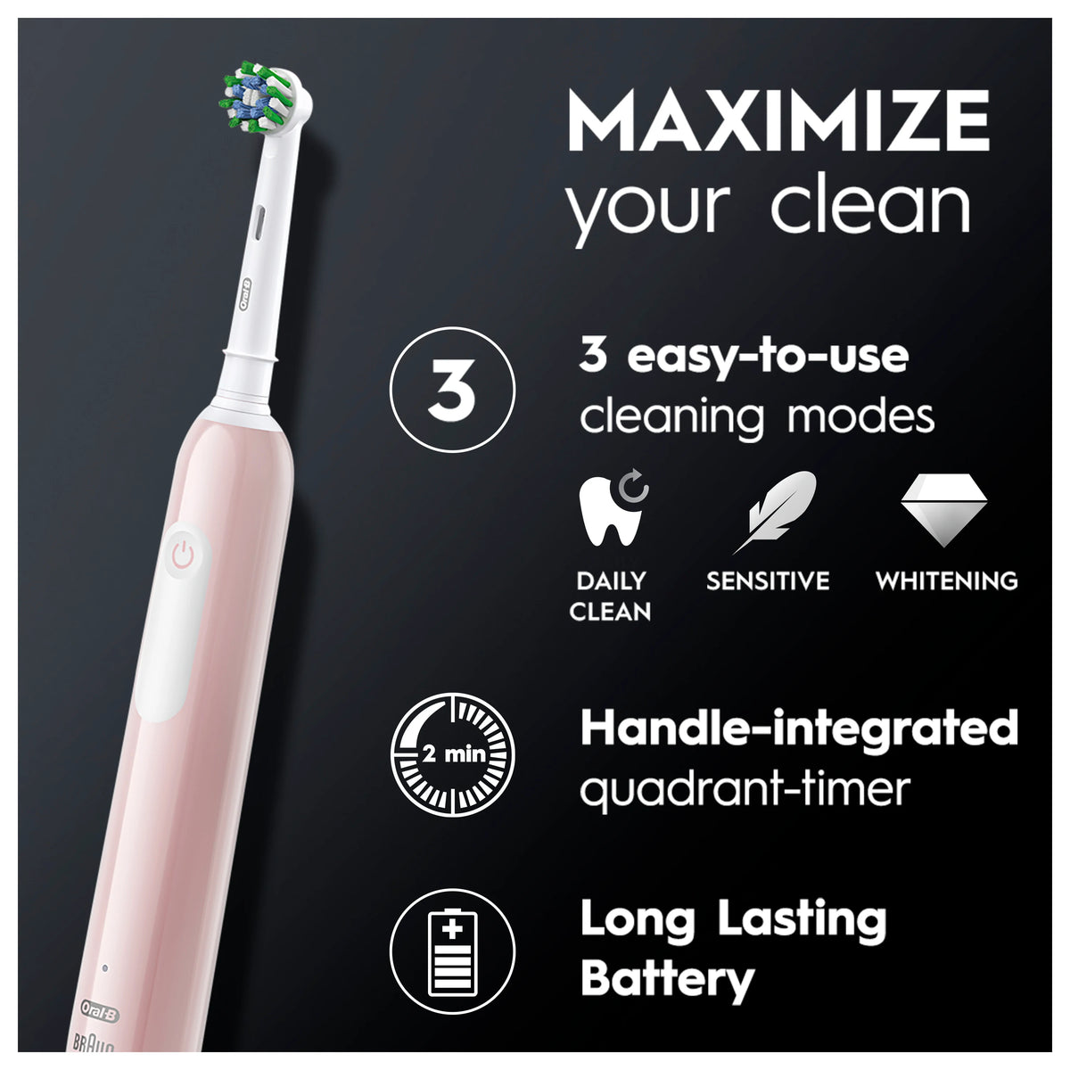 Oral-B Pro Series 1 Electric Toothbrush with Travel Case - Pink | OB8001090914095 from Oral-B - DID Electrical