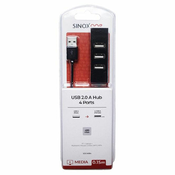 Connectech 0.15m USB 2.0 Hub 4-port - Black | OC4084 from Electrical Supply - DID Electrical