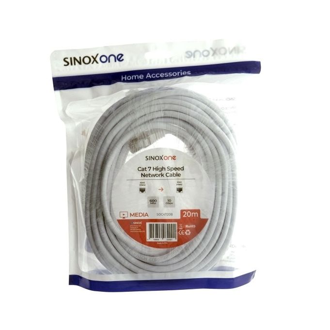 Sinox One Cat7 20M High Speed Ethernet Cable - White | OC4720 from Sinox - DID Electrical