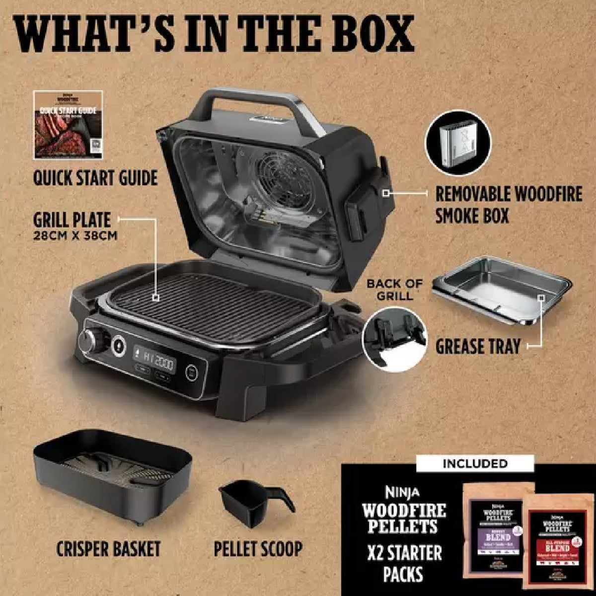 Ninja Woodfire 2400W Outdoor Electric BBQ Grill & Smoker - Grey & Black | OG701UK from Ninja - DID Electrical