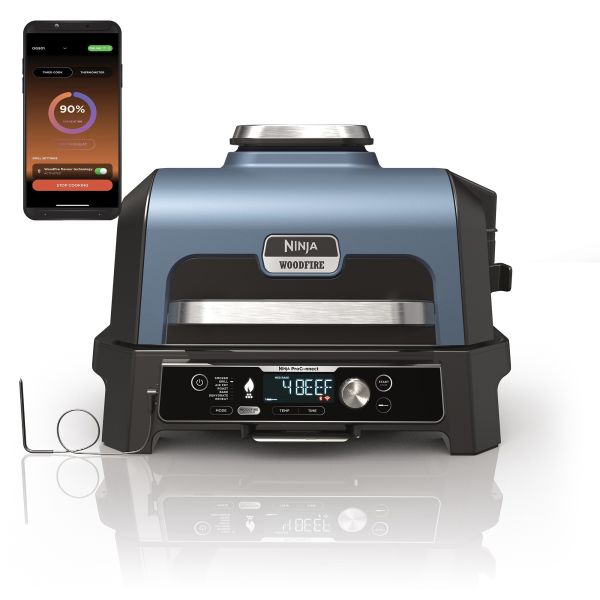 Ninja Woodfire Pro Connect XL Outdoor Electric BBQ Grill & Smoker - Black & Blue | OG901UK from Ninja - DID Electrical