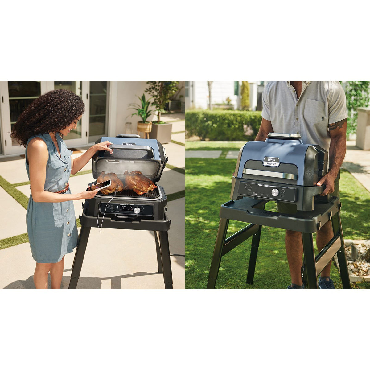 Ninja Woodfire Pro Connect XL Outdoor Electric BBQ Grill & Smoker - Black & Blue | OG901UK from Ninja - DID Electrical