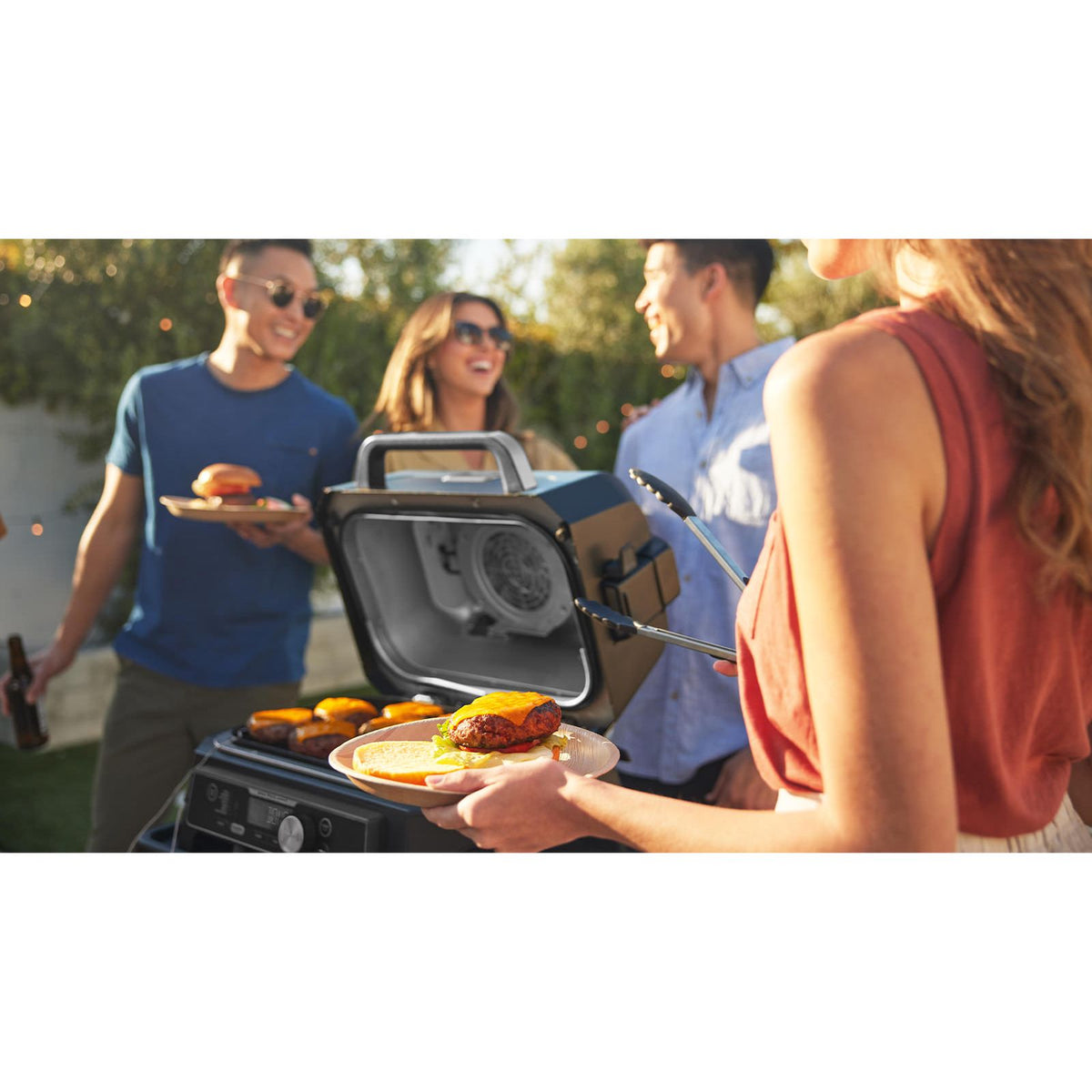 Ninja Woodfire Pro Connect XL Outdoor Electric BBQ Grill & Smoker - Black & Blue | OG901UK from Ninja - DID Electrical