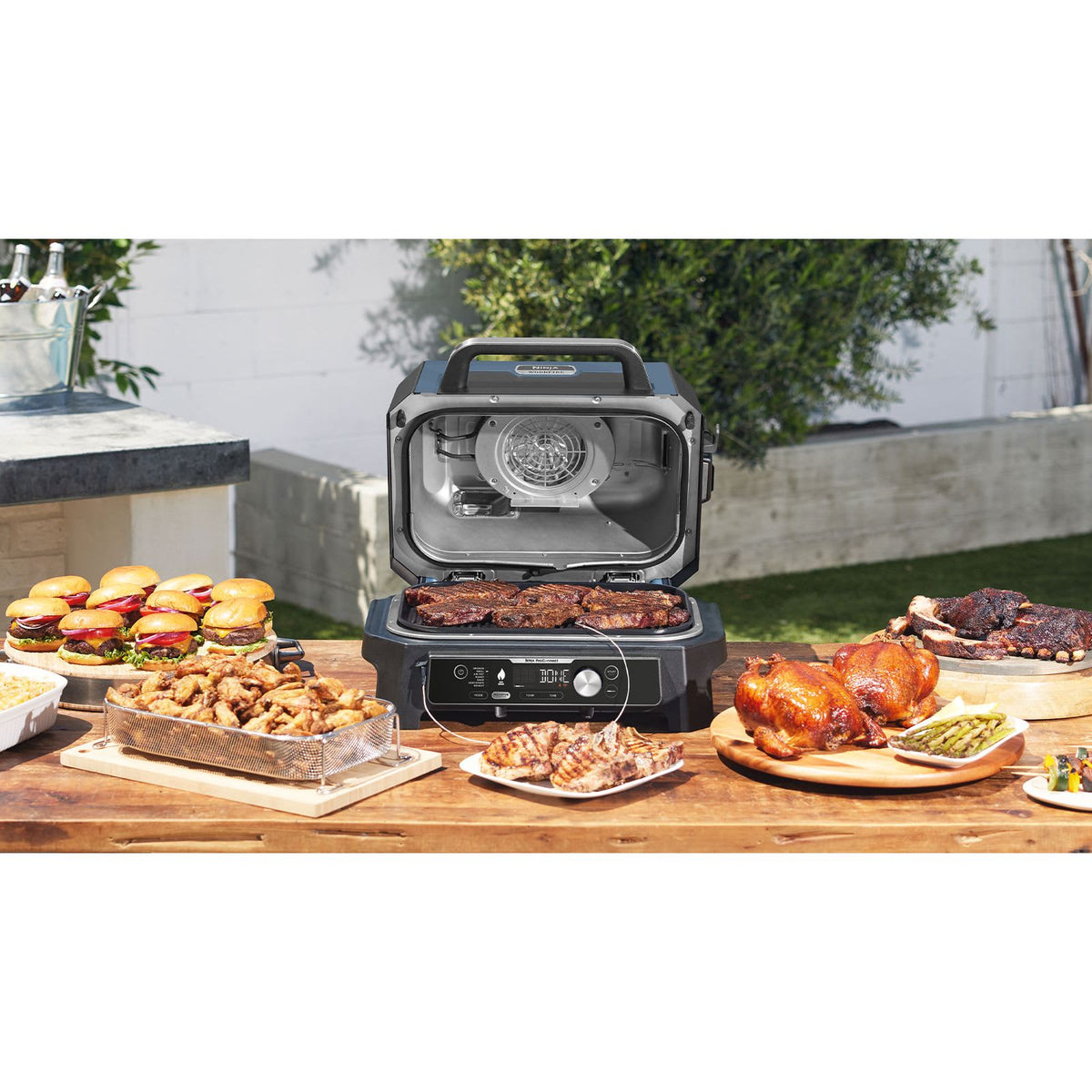 Ninja Woodfire Pro Connect XL Outdoor Electric BBQ Grill & Smoker - Black & Blue | OG901UK from Ninja - DID Electrical