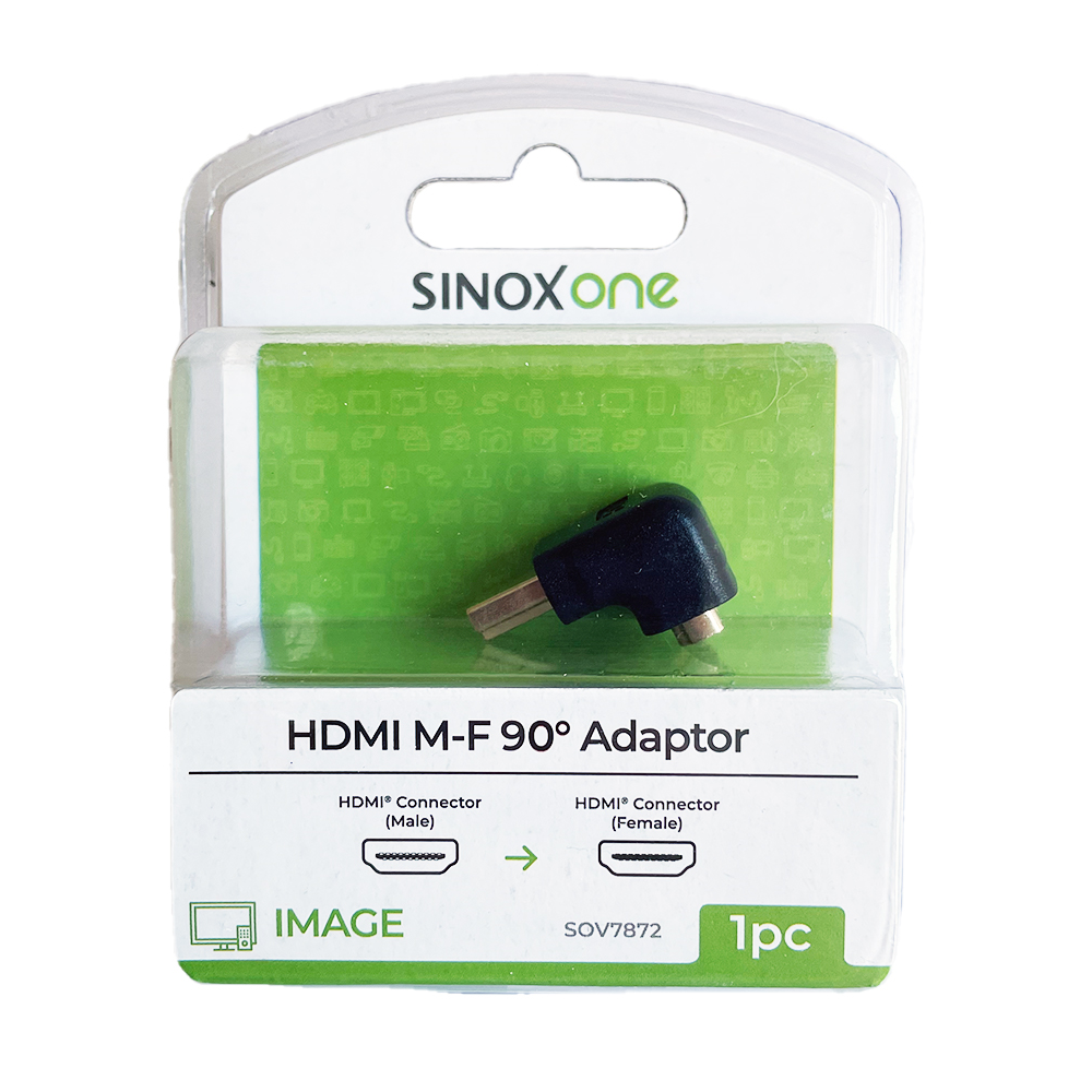 Sinox One Angled HDMI M-F 90 Degree Adapter - Black | OV7872 from Sinox - DID Electrical