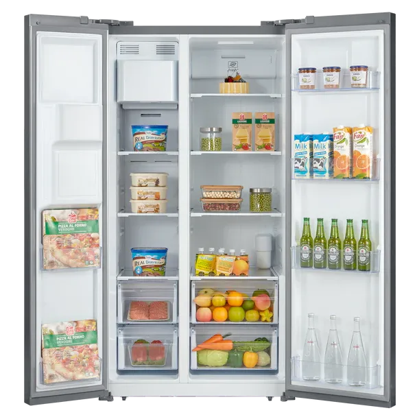 PowerPoint 556L No Frost Freestanding American Style Fridge Freezer - Black Glass | P9917SKBLGIW from PowerPoint - DID Electrical