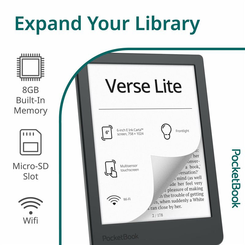 PocketBook Verse Lite eReader Tablet - Grey | PB619-T-WW from PocketBook - DID Electrical