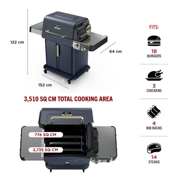 Ninja FlexFlame Gas 5-in-1 Outdoor BBQ - Blue & Gold | PG301UKBL from Ninja - DID Electrical