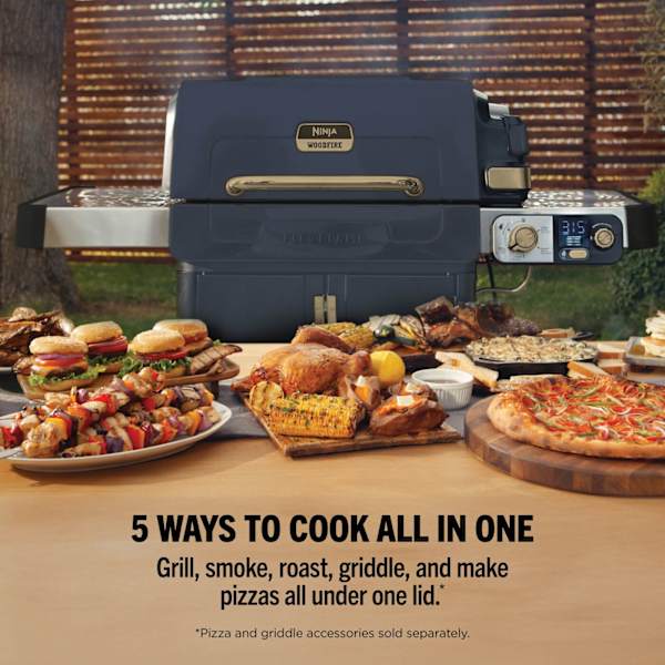 Ninja FlexFlame Gas 5-in-1 Outdoor BBQ - Blue & Gold | PG301UKBL from Ninja - DID Electrical