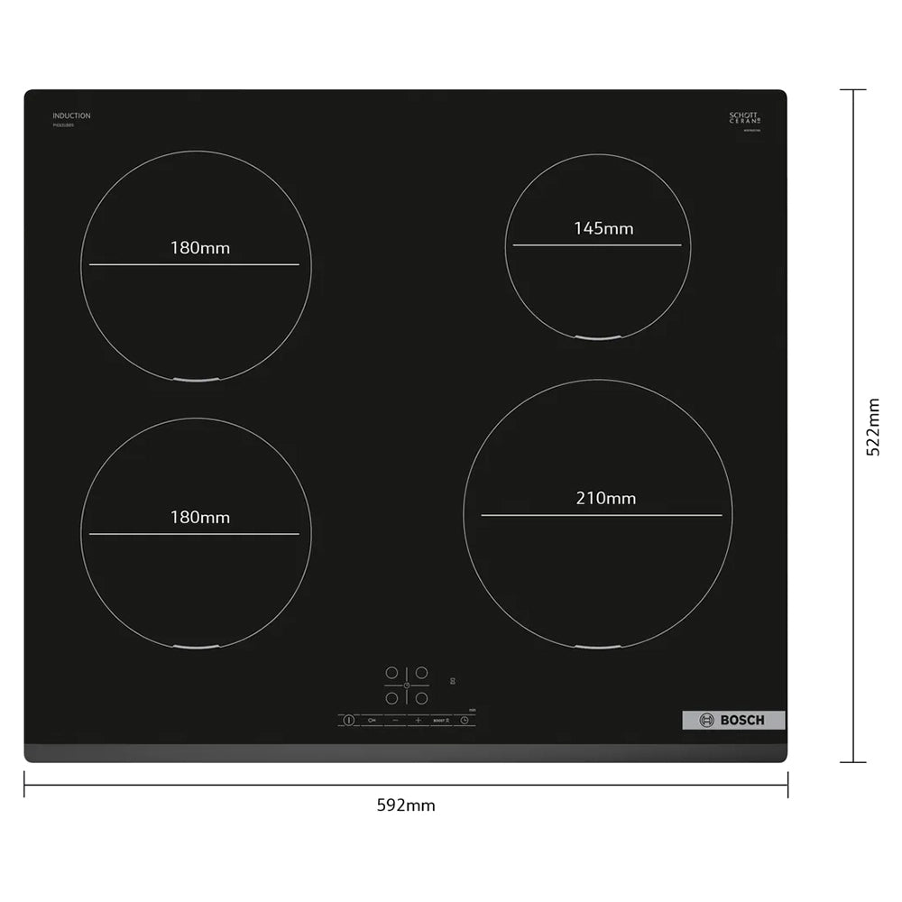 Bosch Series 4 60CM 4 Zone Induction Hob - Black | PIE631BB5E from Bosch - DID Electrical