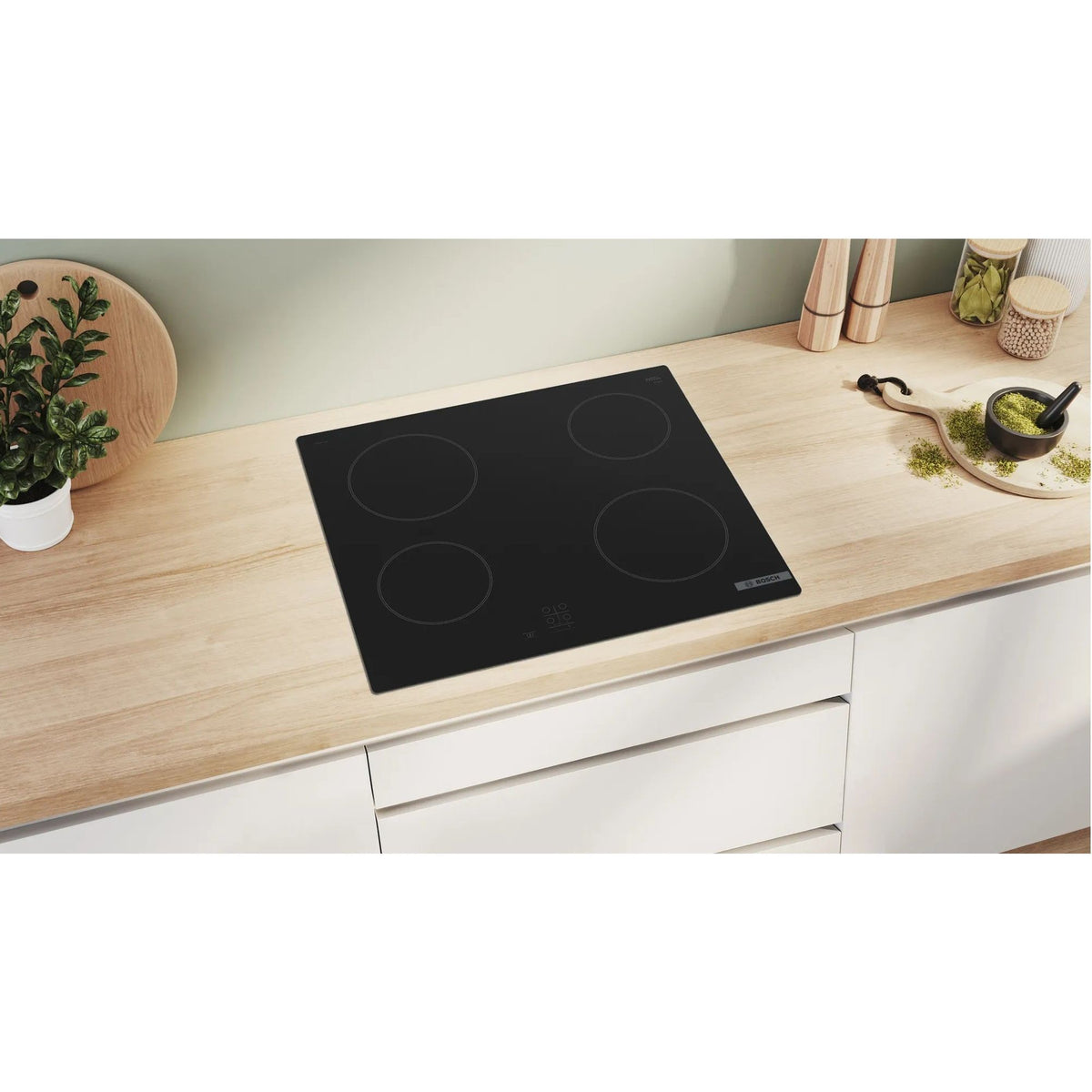 Bosch Series 2 60cm 4 Zone Built-In Electric Ceramic Hob - Black | PKE61RAA8B from Bosch - DID Electrical
