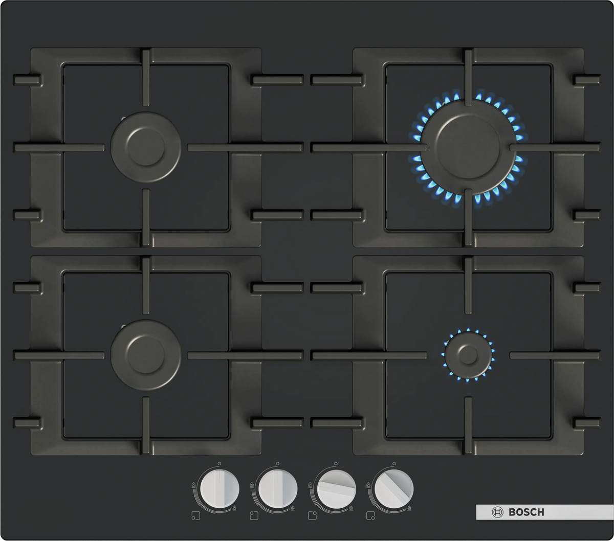 Bosch Series 4 60CM 4 Burner Gas Hob - Black | PNP6B6K40