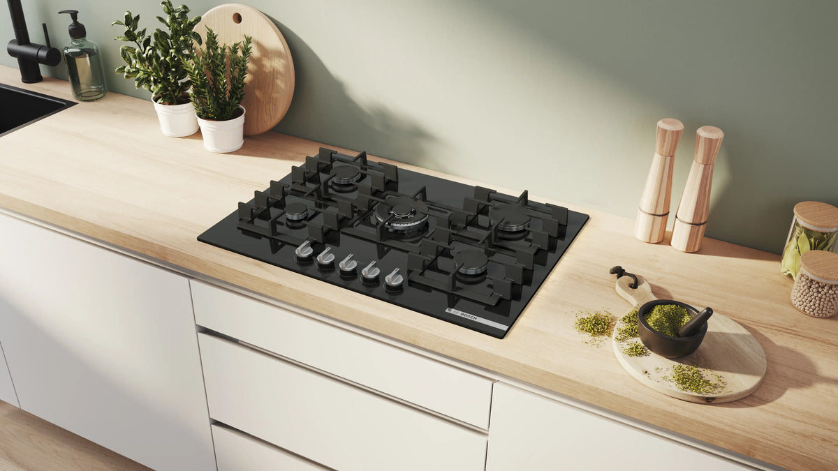 Bosch Series 6 75CM 5 Burner Gas Hob - Black | PPQ7A6I40
