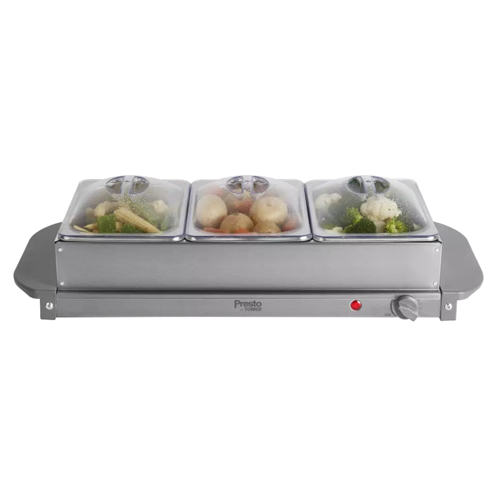 Tower Presto 3 x 1.5L Tray Buffet Server - Grey | PT16021GRY from Tower - DID Electrical