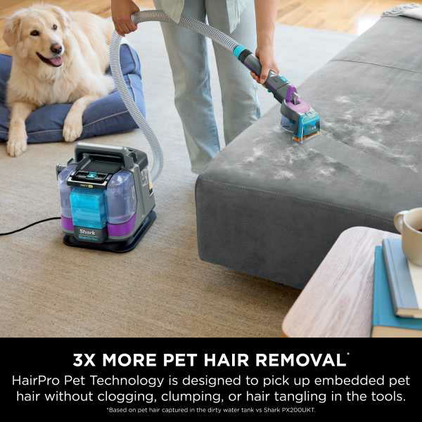 Shark StainStriker HairPro Pet Stain & Spot Vacuum Cleaner - Dark Silver & Force Fuscia | PX250UKT from Shark - DID Electrical