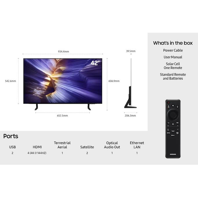 Samsung S90F 42&quot; 4K Smart TV - Graphite Black | QE42S90FAEXXU from Samsung - DID Electrical