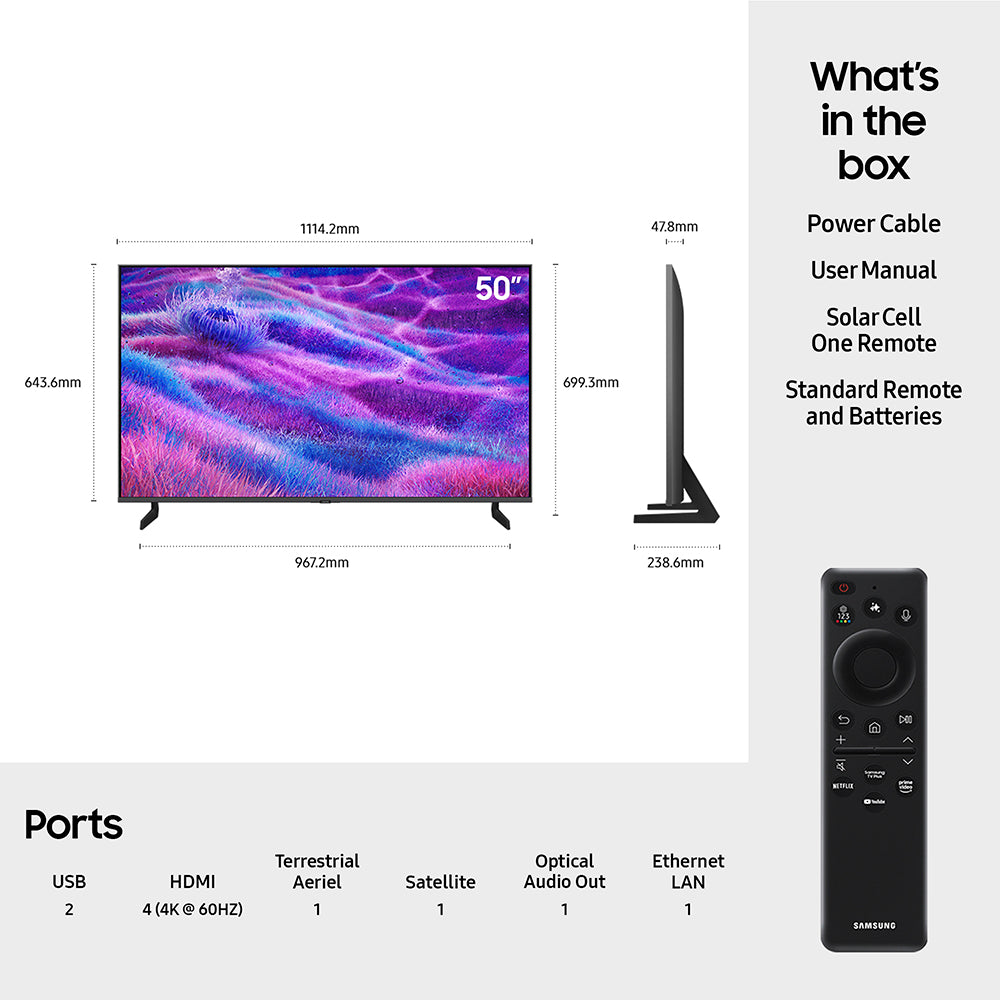 Samsung QN80F 50" 4K Smart TV - Carbon Silver | QE50QN80FAUXXU from Samsung - DID Electrical
