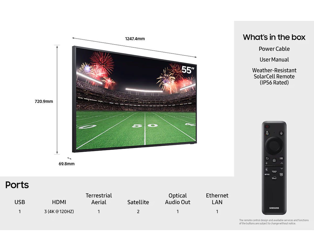 Samsung LST7D 55" 4K Smart TV - Titan Black | QE55LST7DATXXU