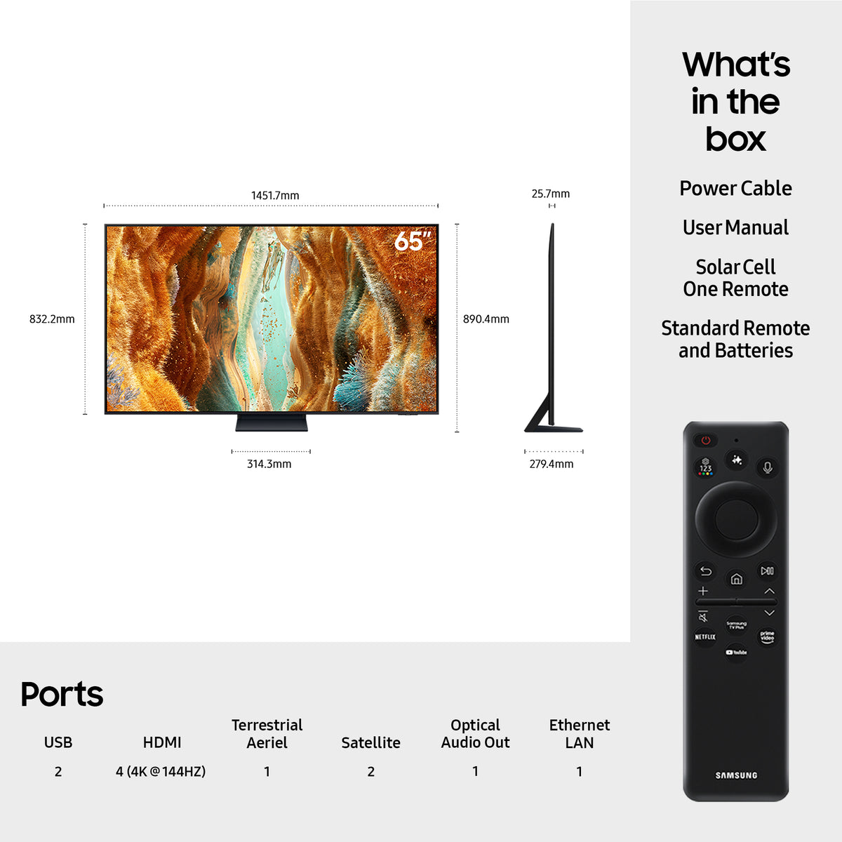 Samsung QN70F 65&quot; 4K Smart TV - Black | QE65QN70FAUXXU from Samsung - DID Electrical