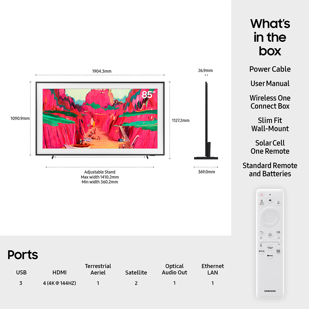 Samsung The Frame Pro LS03FW 85" 4K Smart TV - Black | QE85LS03FWUXXU from Samsung - DID Electrical
