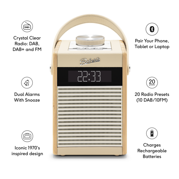 Roberts Rambler Midi DAB+/FM Portable Radio - Pastel Cream | RAM-MIDIPC