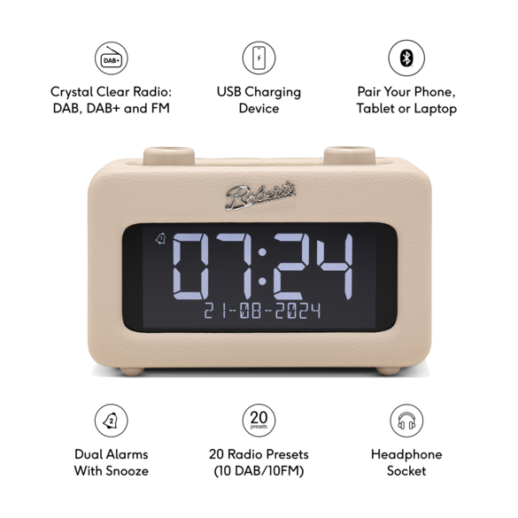 Roberts Revival Rest DAB+/FM Portable Radio - Pastel Cream | REVIVAL REST PC