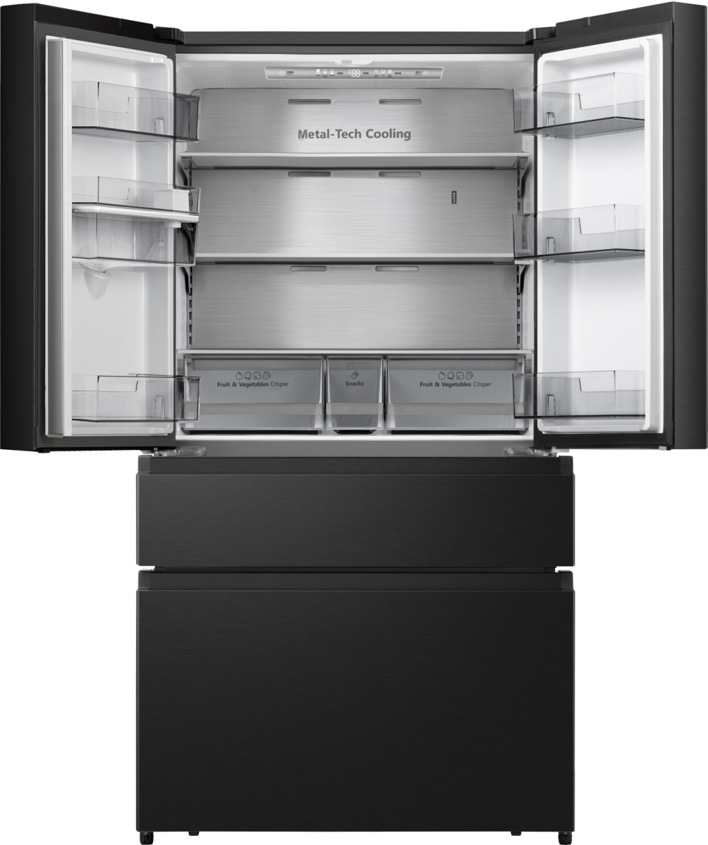 Hisense 579L Freestanding French Door Fridge Freezer - Black | RF749N4SWFE