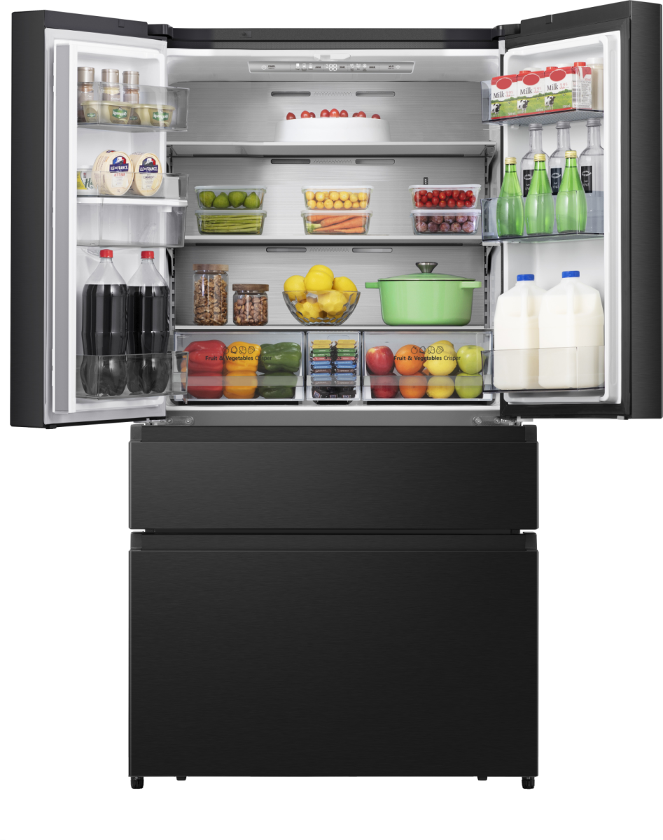 Hisense 579L Freestanding French Door Fridge Freezer - Black | RF749N4SWFE