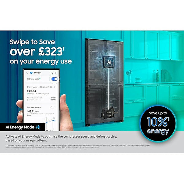Samsung SpaceMax Bespoke AI Series 640L Freestanding Fridge Freezer - Silver | RS70F64KETEU from Samsung - DID Electrical