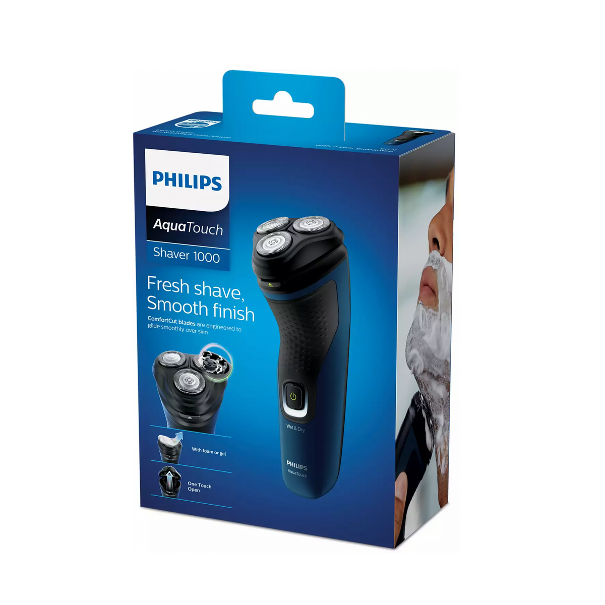 Philips AquaTouch Shaver 1000 Wet or Dry Electric Shaver - Blue &amp; Black | S1121 from Philips - DID Electrical