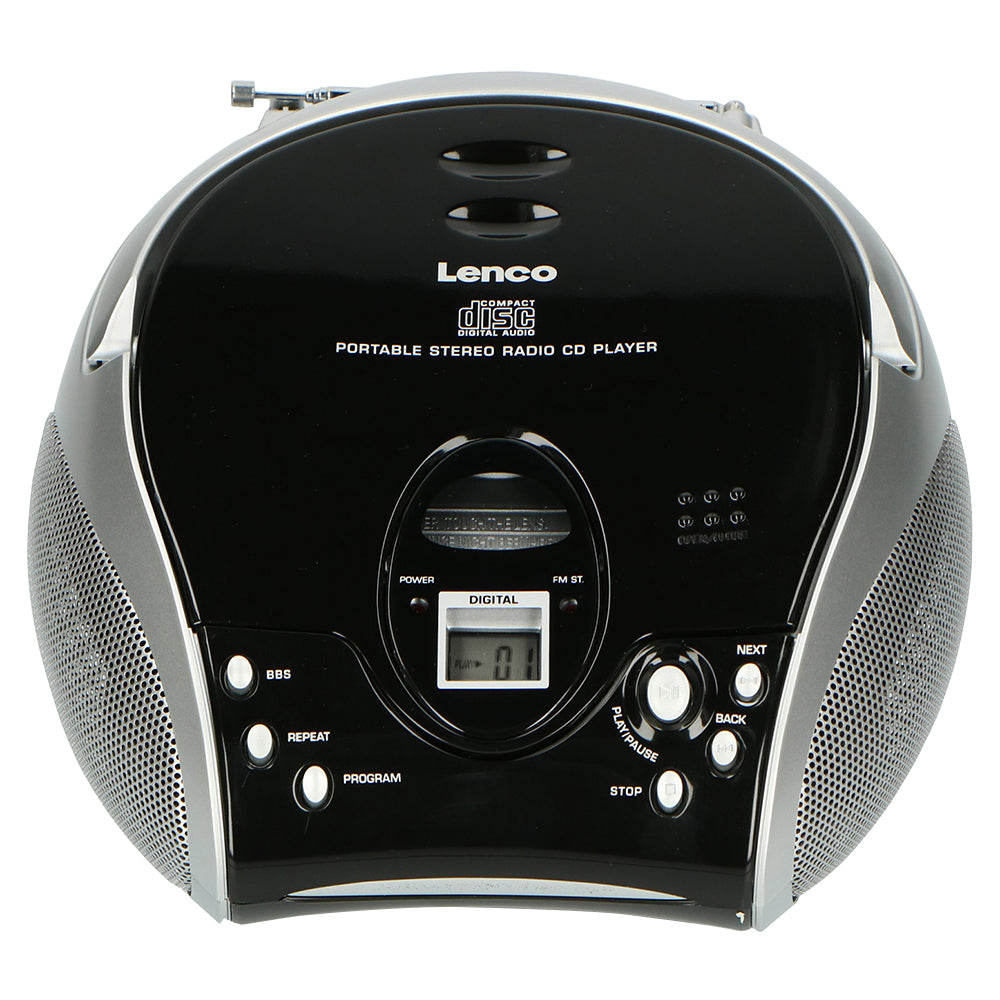 Lenco Portable Stereo FM Radio/CD Player - Black &amp; Silver | SCD-27BK from Lenco - DID Electrical