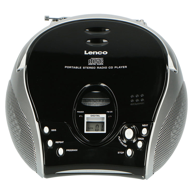 Lenco Portable Stereo FM Radio/CD Player - Black & Silver | SCD-27BK from Lenco - DID Electrical
