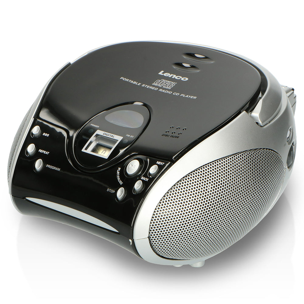 Lenco Portable Stereo FM Radio/CD Player - Black &amp; Silver | SCD-27BK from Lenco - DID Electrical