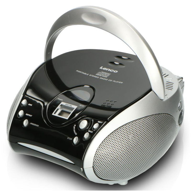 Lenco Portable Stereo FM Radio/CD Player - Black &amp; Silver | SCD-27BK from Lenco - DID Electrical